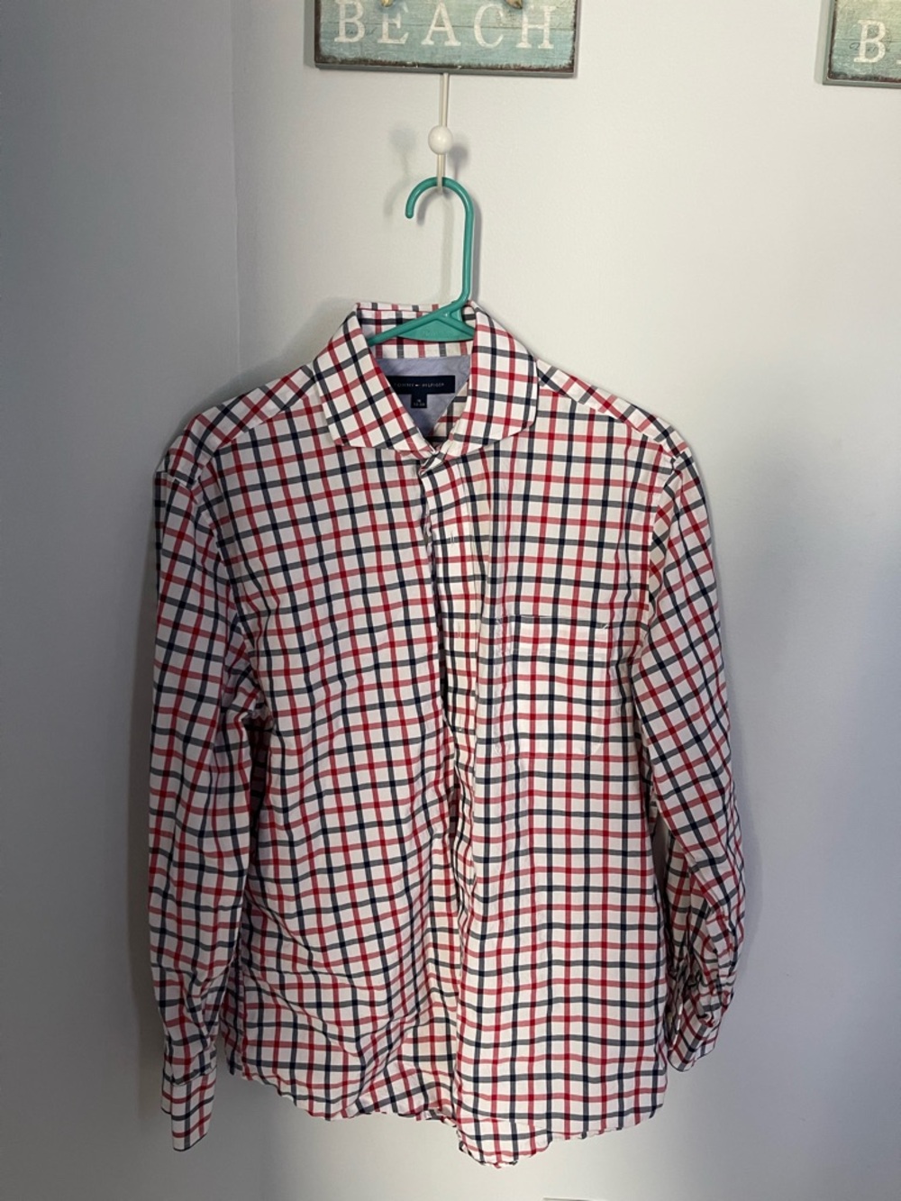 Tommy Hilfiger Red, White & Blue Plaid Button-Up Shirt